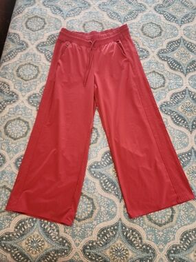 Athleta Avenue Womens Wide-Leg Crop Pants Rust Orange 6